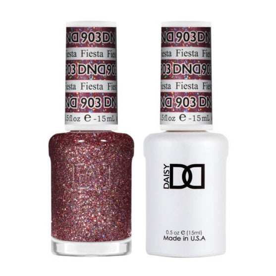 DND Duo 903 Fiesta, gel polish and matching nail lacquer bottles