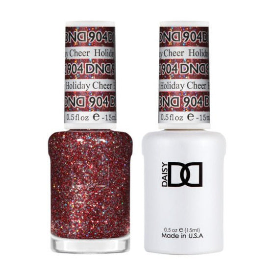 DND Duo 904 Holiday Cheer, gel polish and matching nail lacquer bottles