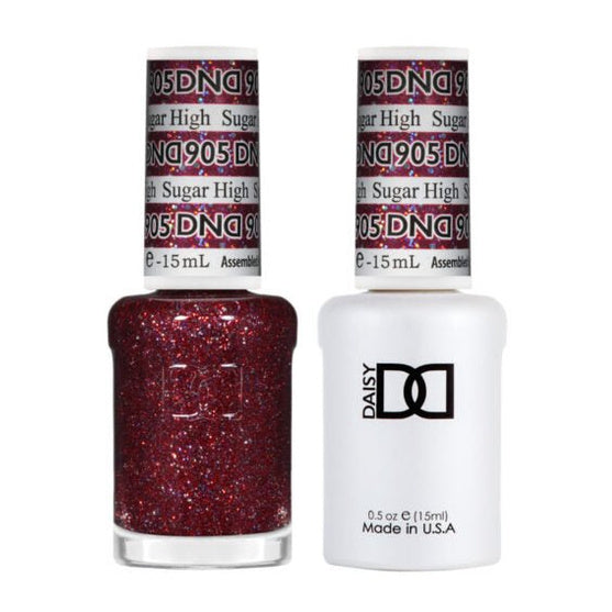 DND Duo 905 Sugar High, gel polish and matching nail lacquer bottles