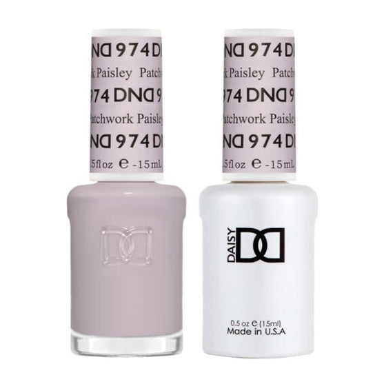 DND Duo 974 Patchwork Paisley, gel polish and matching nail lacquer bottles