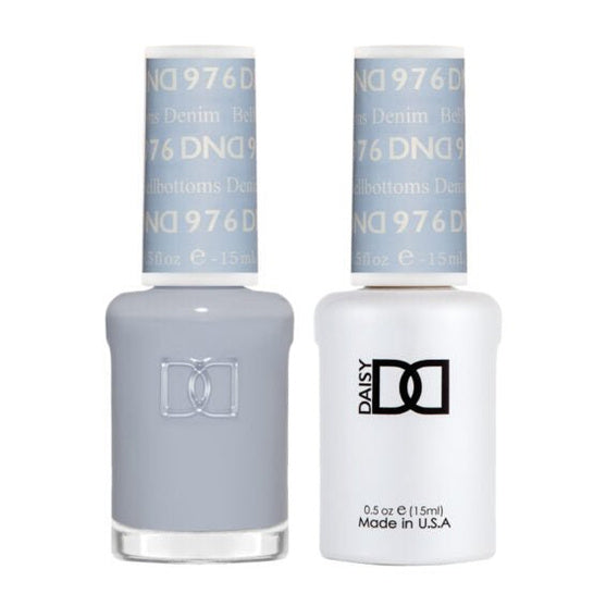 DND Duo 976 Bellbottoms Denim, gel polish and matching nail lacquer bottles