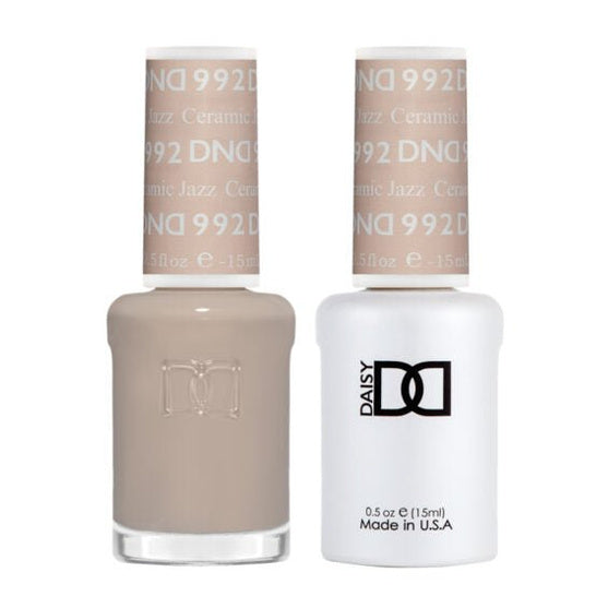 DND Duo 992 Ceramic Jazz, gel polish and matching nail lacquer bottles