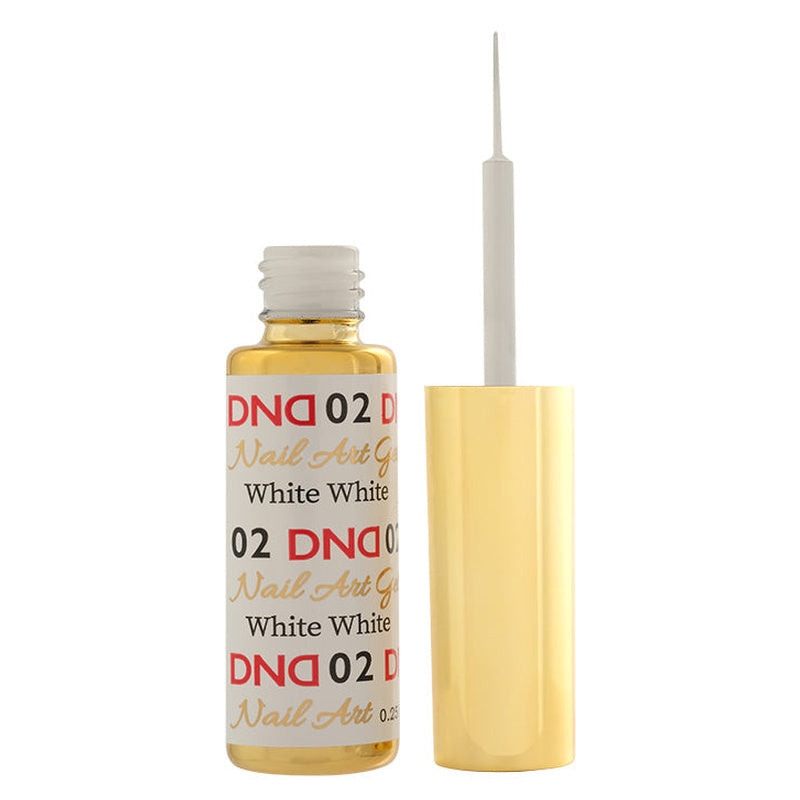 DND Nail Art Gel 02 Classic White, bottle with the fine liner brush