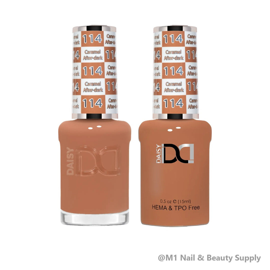 DND HEMA &amp; TPO Free 114 Caramel Afterdark - gel polish and matching lacquer duo