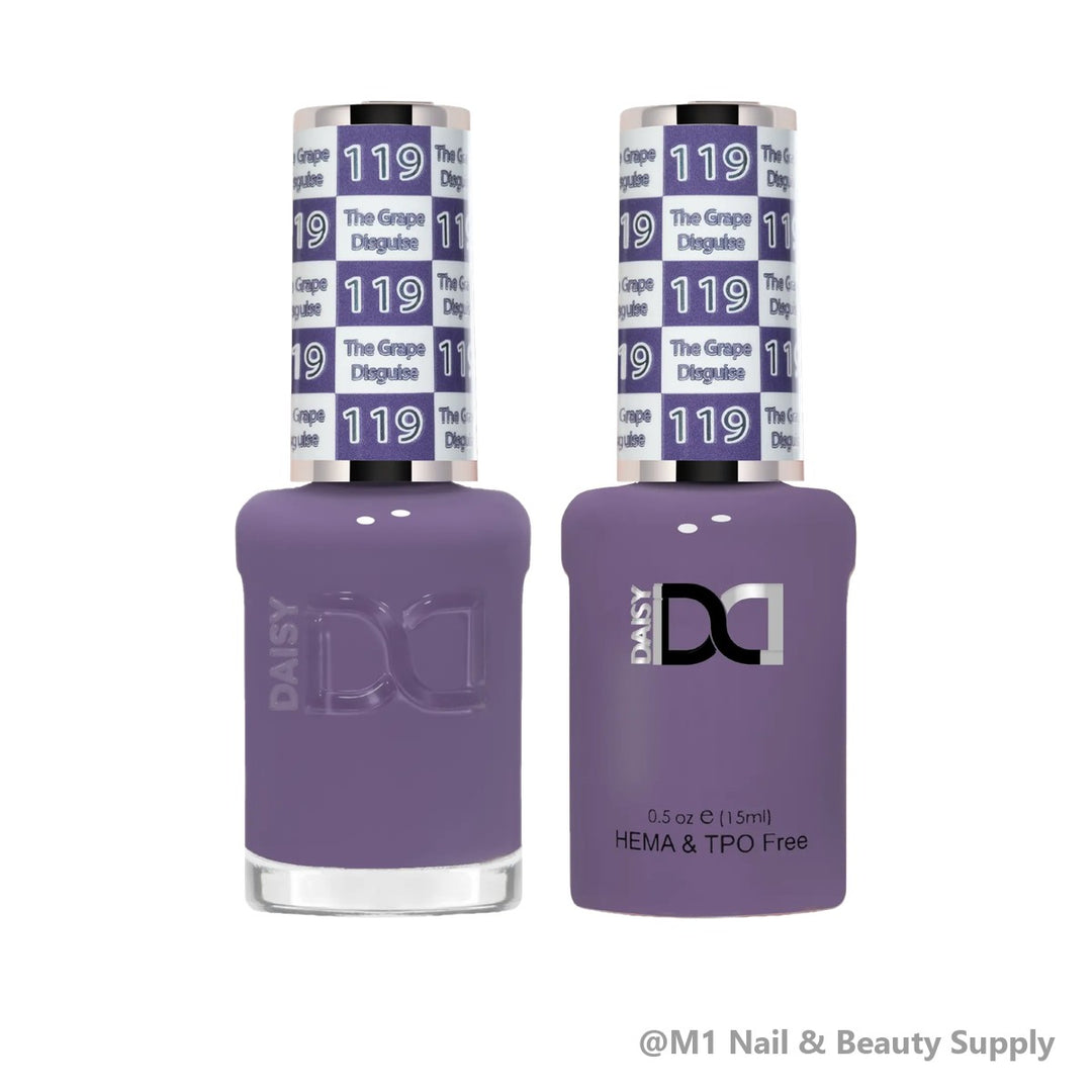 DND HEMA &amp; TPO Free 119 The Grape Disguise - gel polish and matching lacquer duo