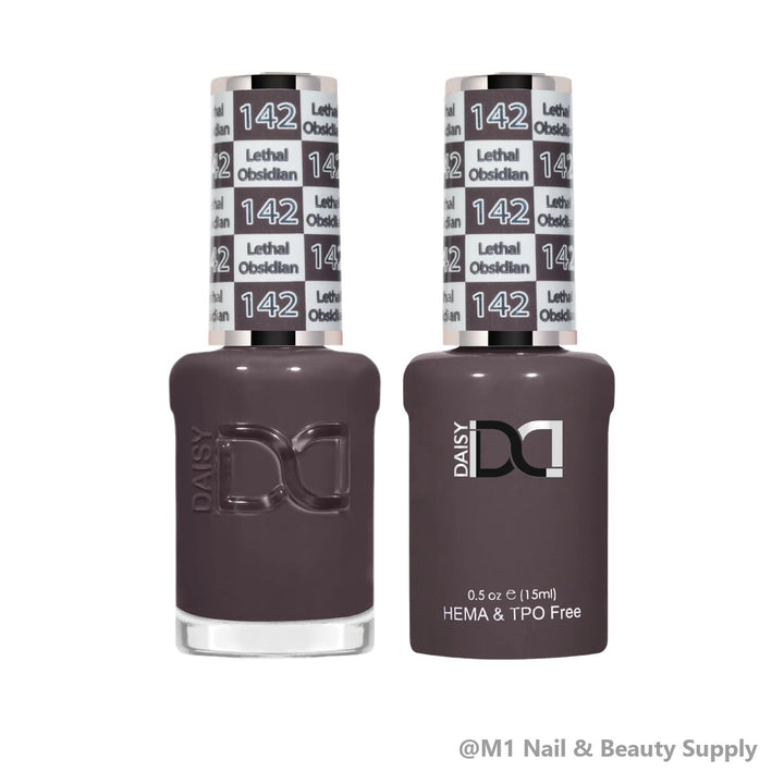 DND HEMA &amp; TPO Free 142 Lethal Obsidian - gel polish and matching lacquer duo