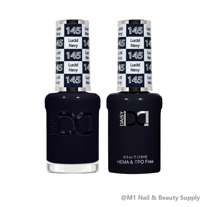 DND HEMA &amp; TPO Free 145 Lucid Navy - gel polish and matching lacquer duo