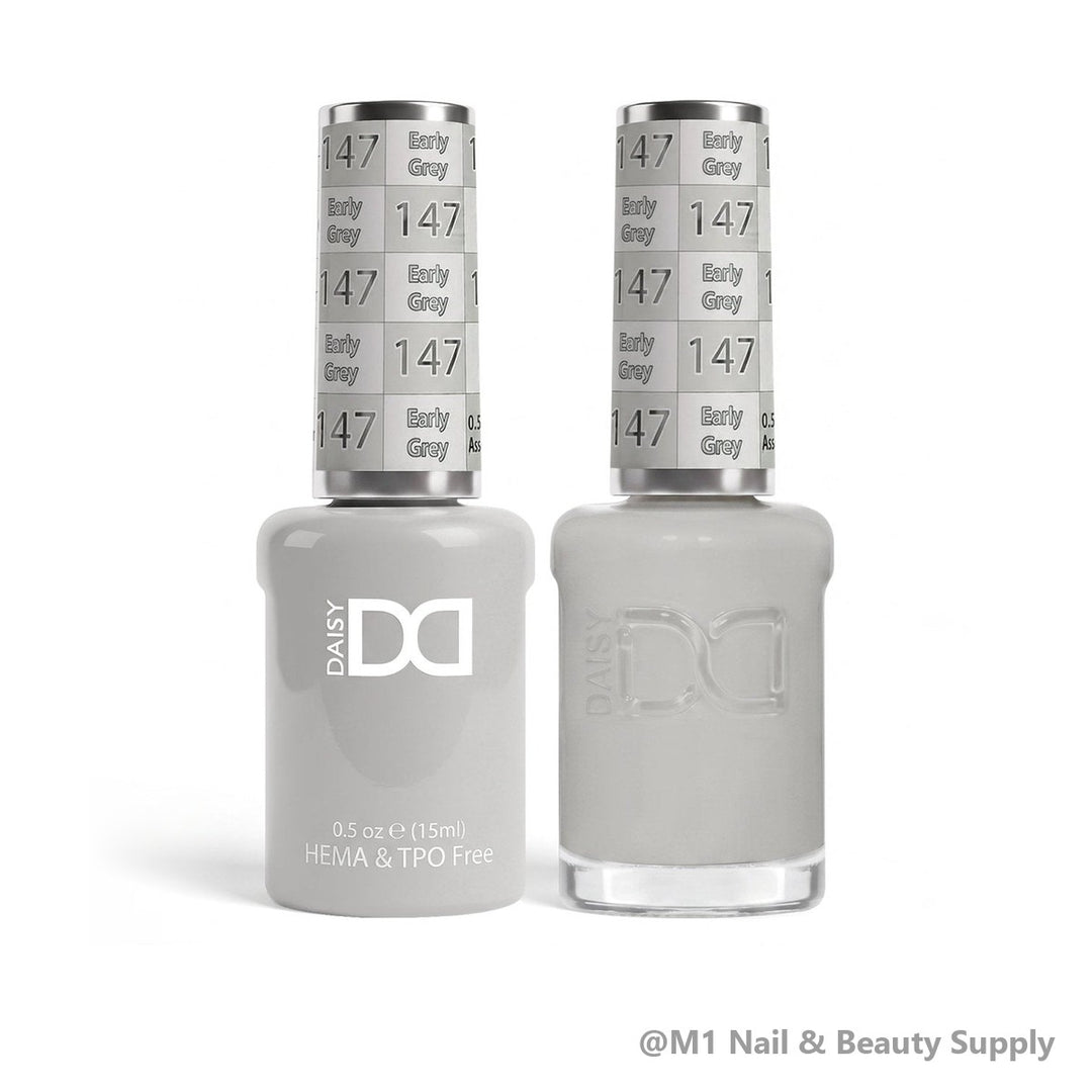 DND HEMA &amp; TPO Free 147 Early Grey - gel polish and matching lacquer duo