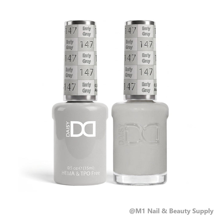 DND HEMA &amp; TPO Free 147 Early Grey - gel polish and matching lacquer duo