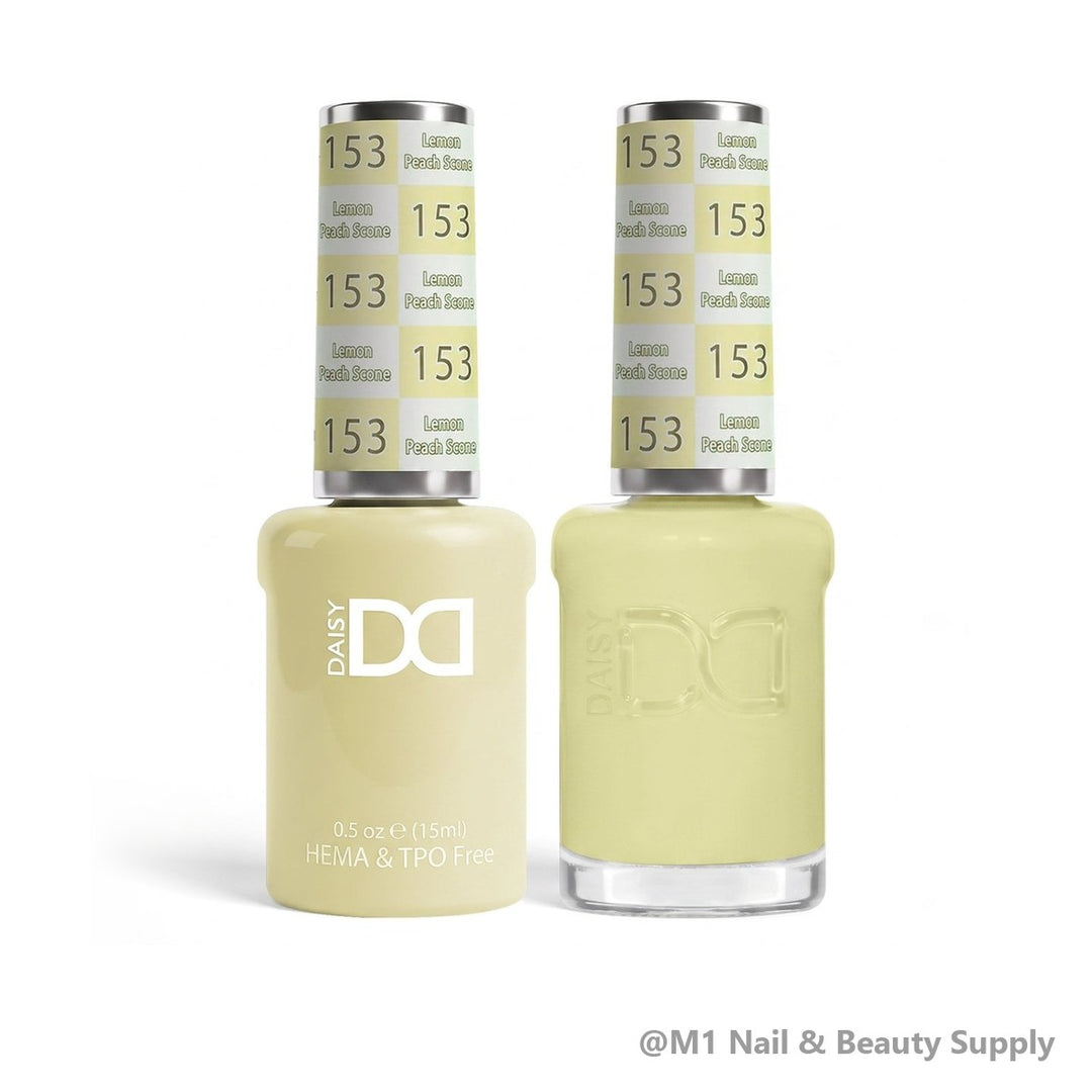 DND HEMA &amp; TPO Free 153 Lemon Peach Scone - gel polish and matching lacquer duo