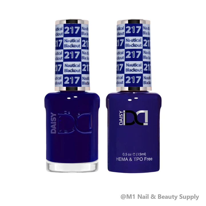 DND HEMA &amp; TPO Free 217 Nautical Blackout - gel polish and matching lacquer duo