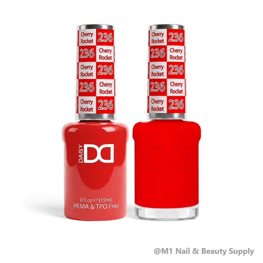 DND HEMA &amp; TPO Free 236 Cherry Rocket - gel polish and matching lacquer duo