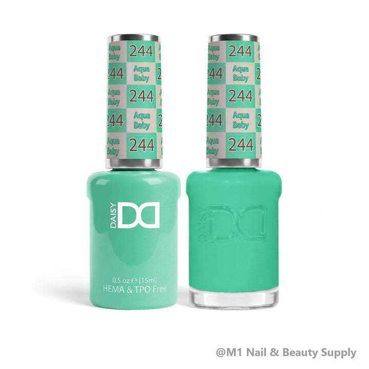 DND HEMA &amp; TPO Free 244 Aqua Baby - gel polish and matching lacquer duo