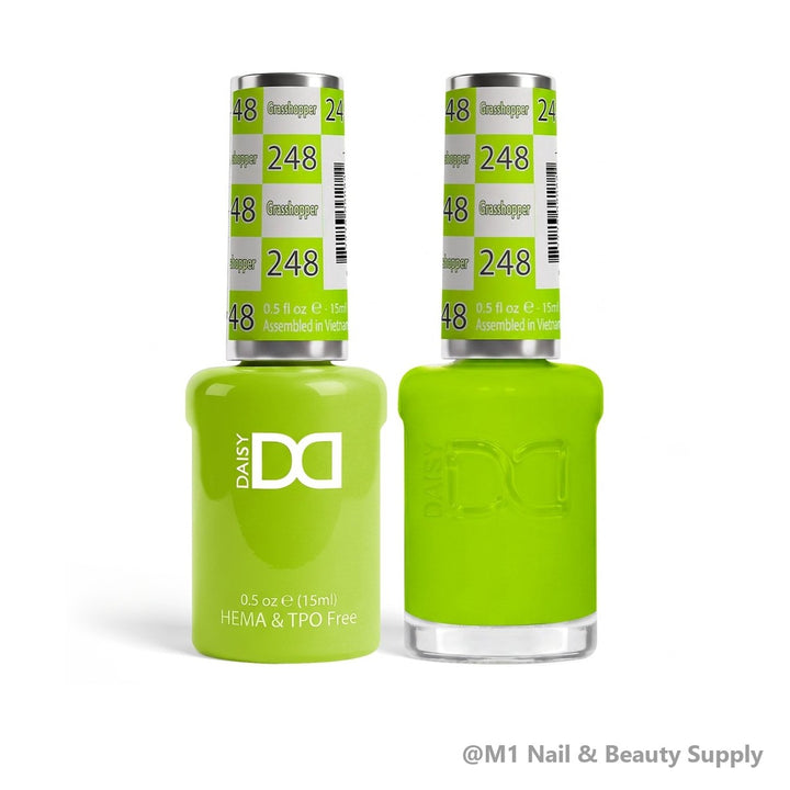 DND HEMA &amp; TPO Free 248 Grassshopper - gel polish and matching lacquer duo