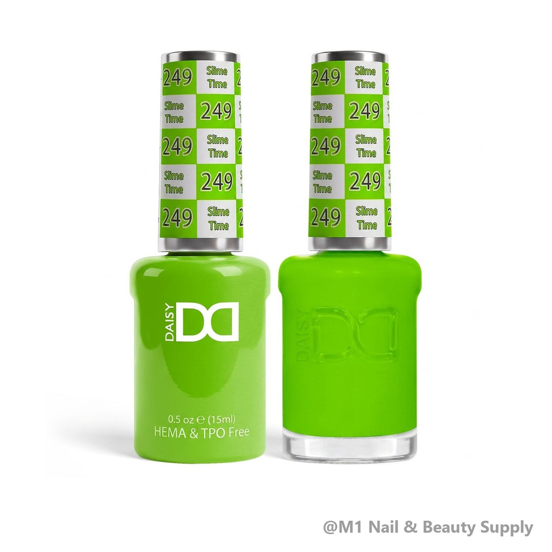 DND HEMA &amp; TPO Free 249 Slime Time - gel polish and matching lacquer duo