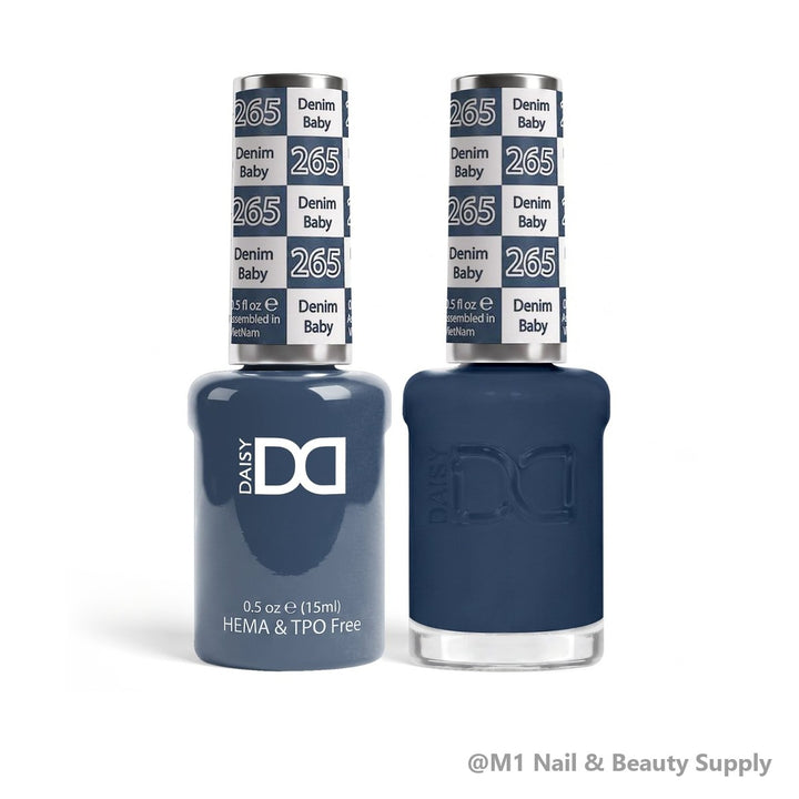 DND HEMA &amp; TPO Free 265 Denim Baby - gel polish and matching lacquer duo