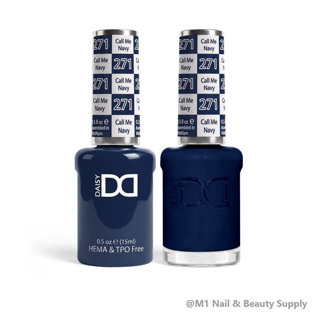 DND HEMA &amp; TPO Free 271 Call Me Navy - gel polish and matching lacquer duo