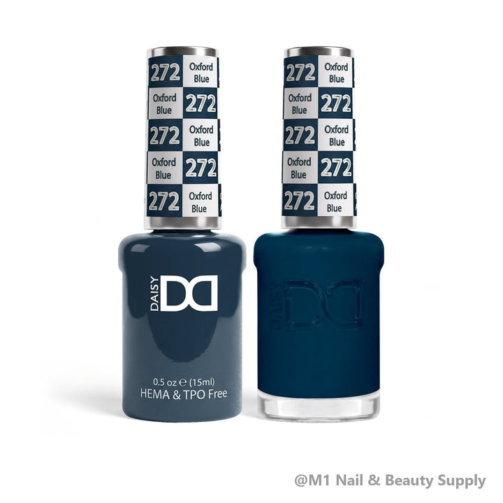DND HEMA &amp; TPO Free 272 Oxford Blue - gel polish and matching lacquer duo