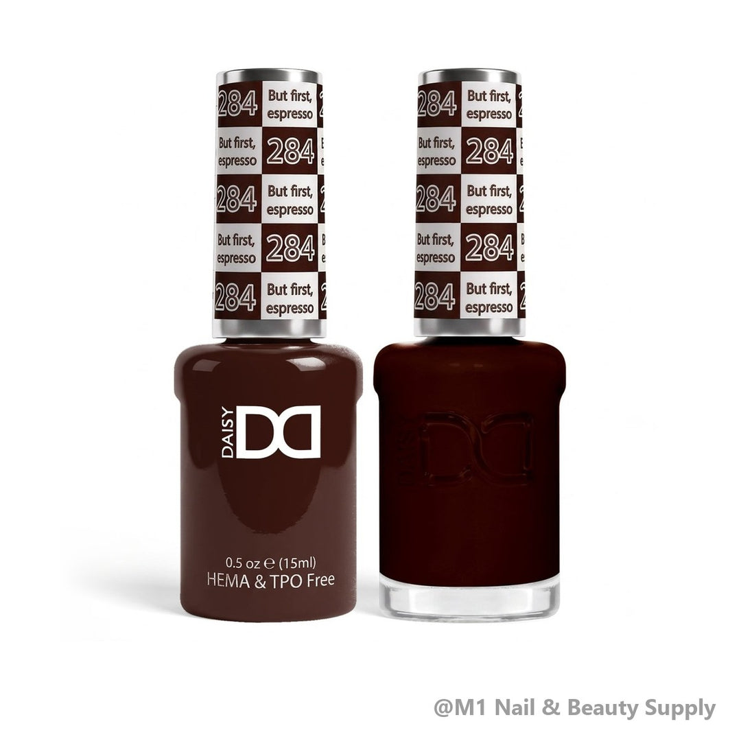 DND HEMA &amp; TPO Free 284 But First, Espresso - gel polish and matching lacquer duo