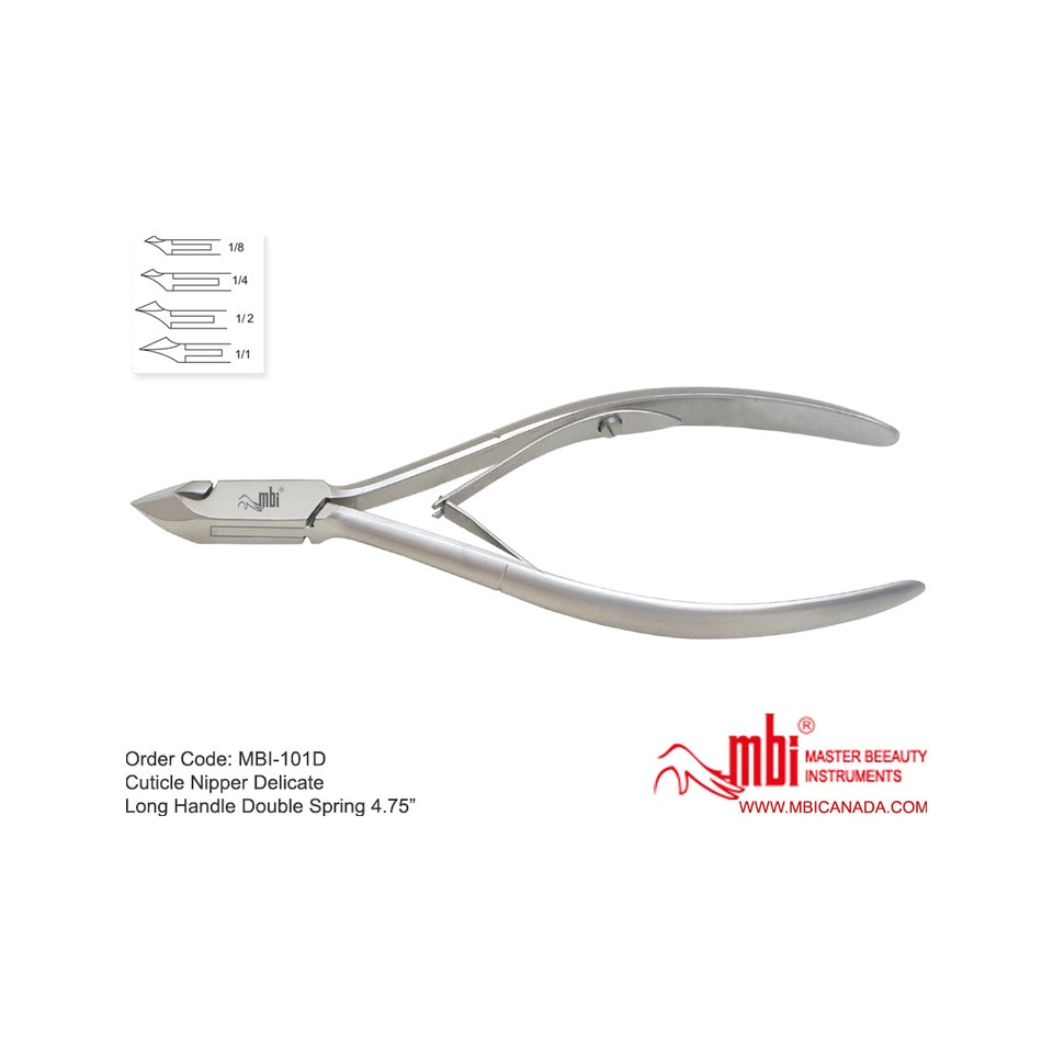 MBI-101D Cuticle Nipper Long Handle Double Spring 4.75in
