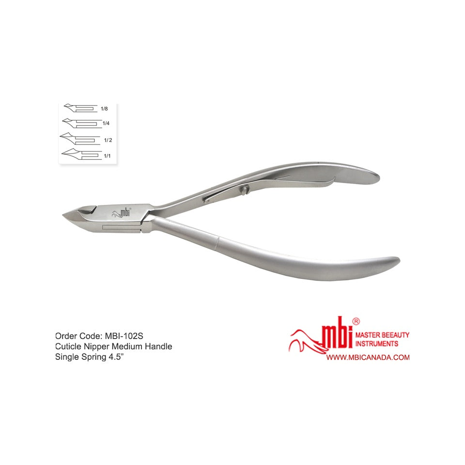 MBI-102S Cuticle Nipper Medium Handle Single Spring 4.5in