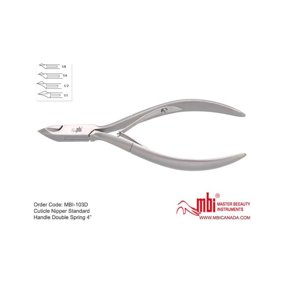 MBI-103D Cuticle Nipper Standard Handle Double Spring 4in