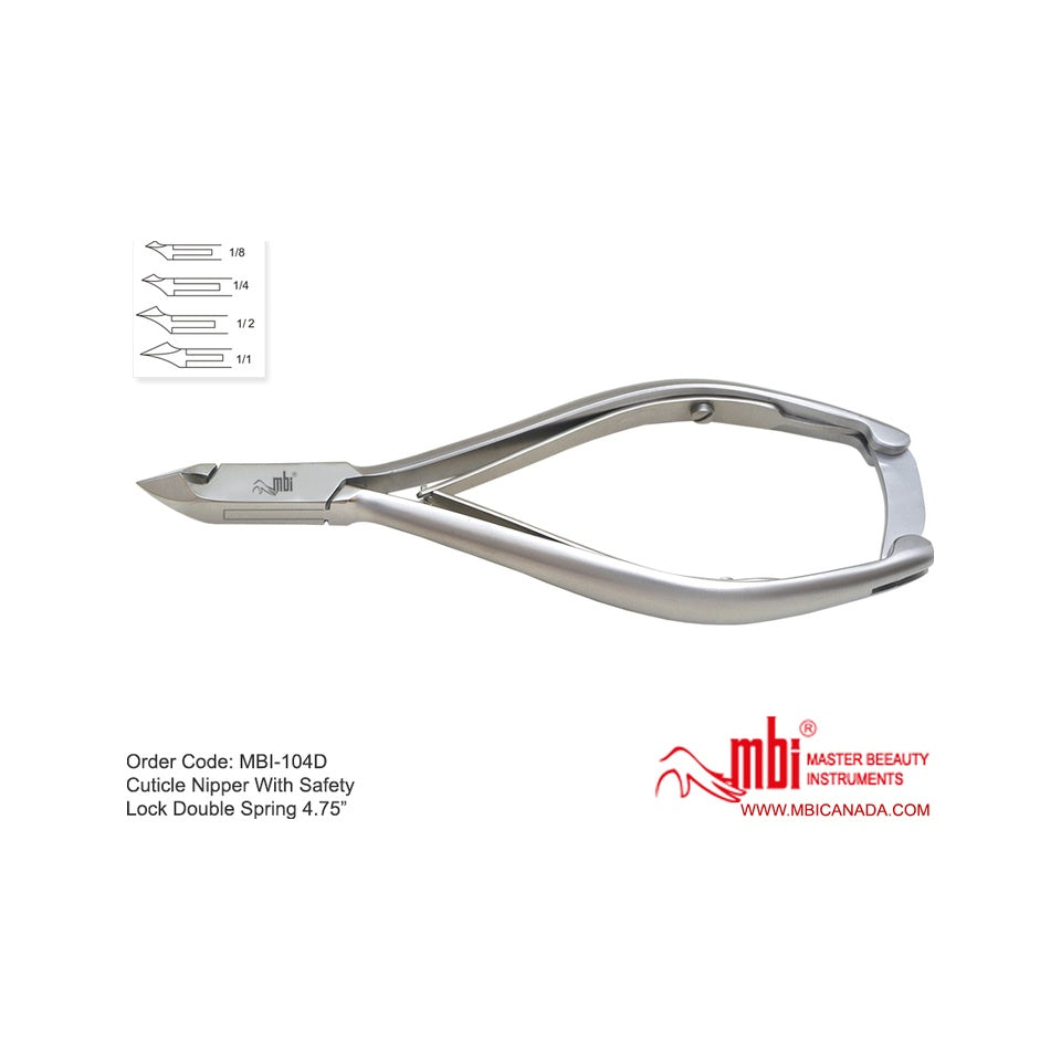 MBI-104D Cuticle Nipper With Safety Lock Double Spring 4.75in
