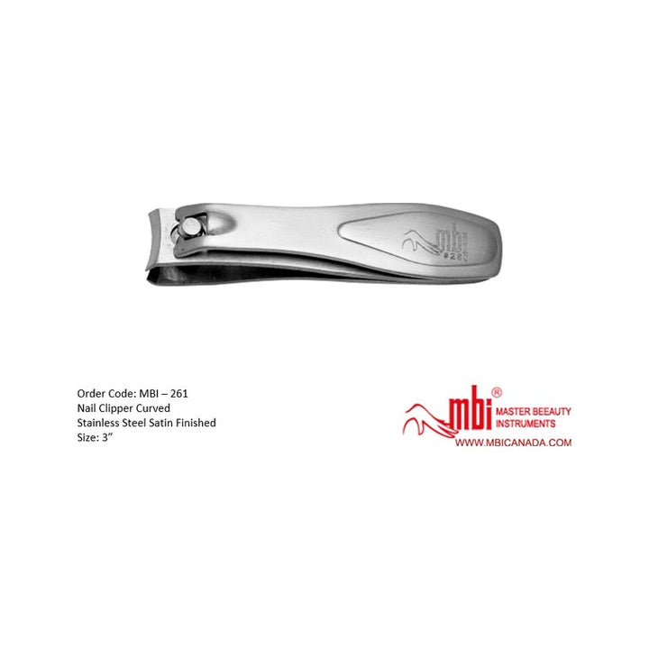 MBI-261 Nail Clipper Curved Stainless Steel Satin Finish 3in