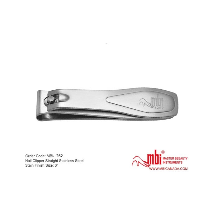 MBI-262 Nail Clipper Straight Stainless Steel Satin Finish 3in