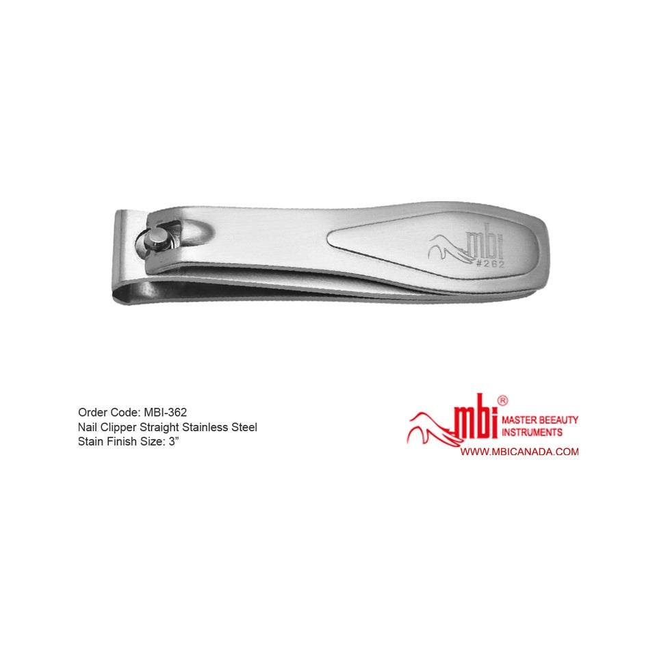 MBI-262 Nail Clipper Straight Stainless Steel Satin Finish 3in