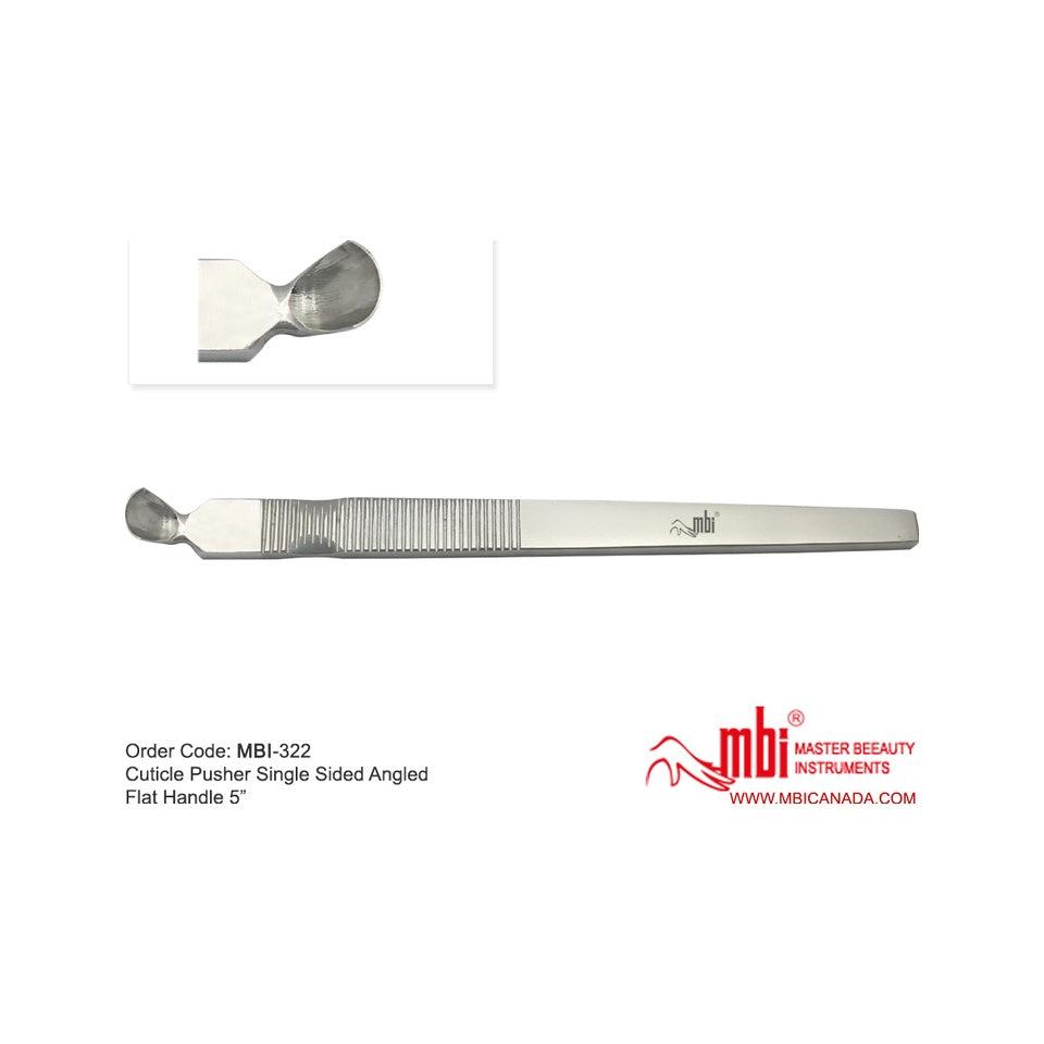 MBI-322 Cuticle Pusher Single Sided Angled Flat Handle