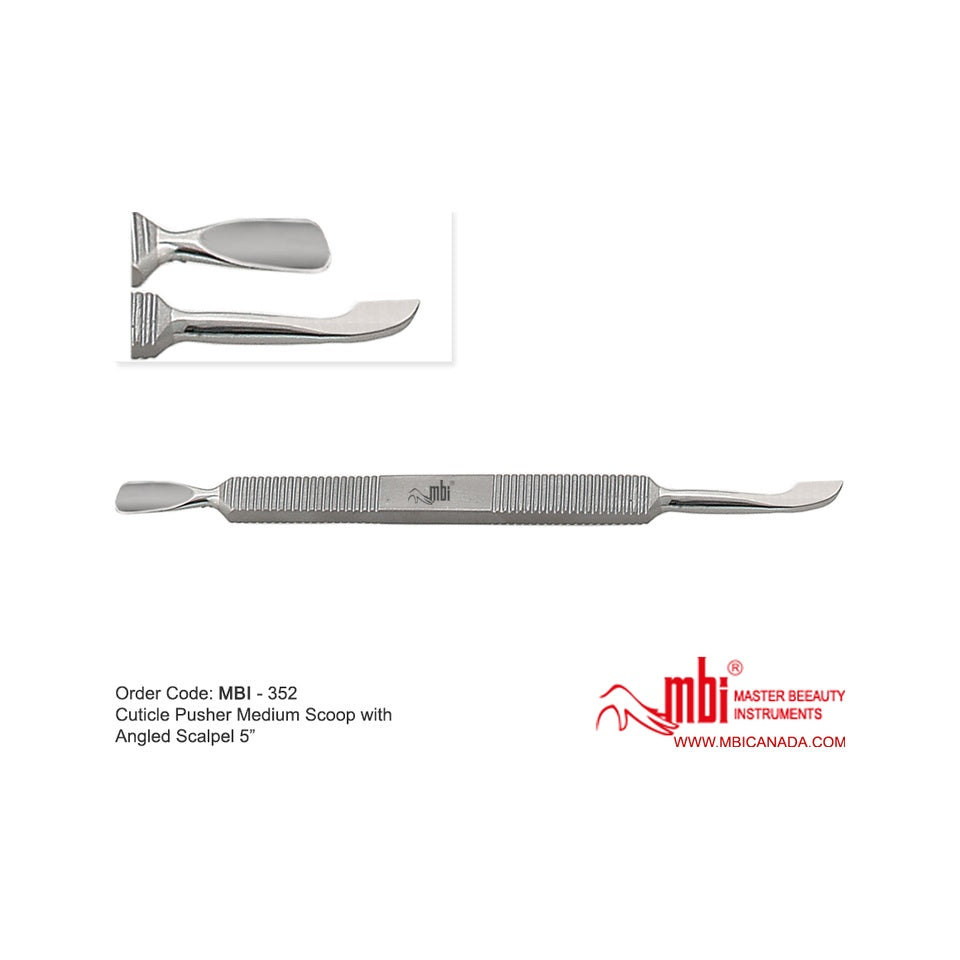 MBI-352 Cuticle Pusher Medium Scoop With Angled Scalpel