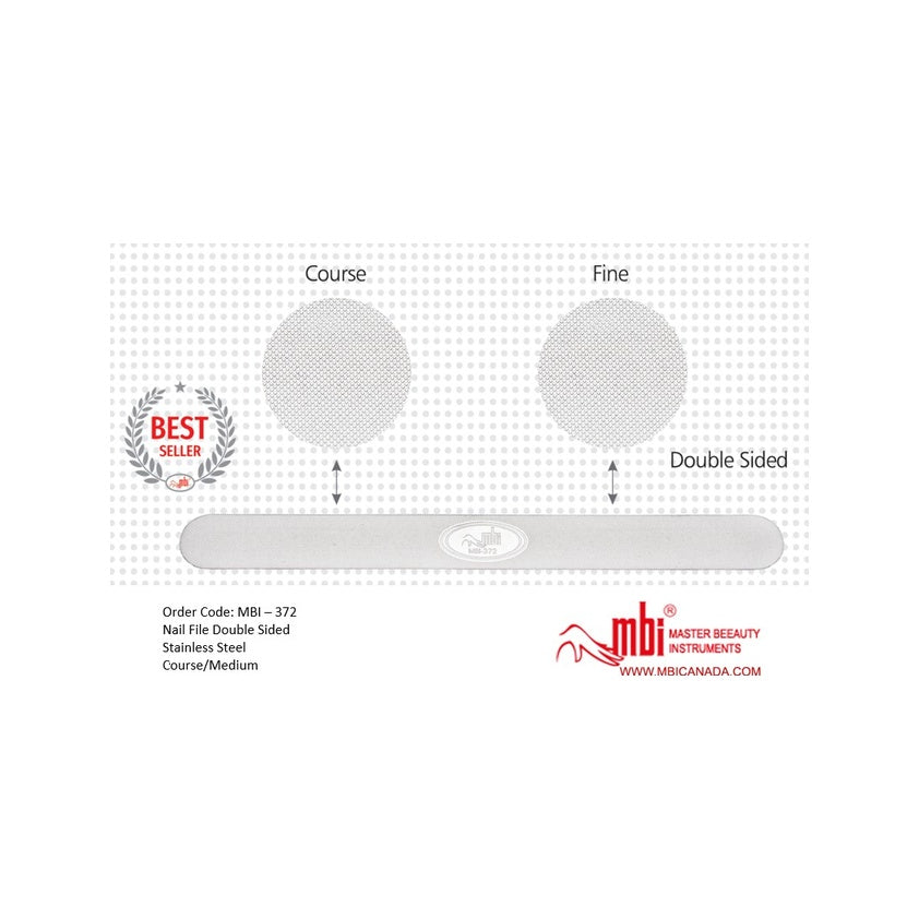 MBI-372 Nail File Double Sided Stainless Steel Course Medium NEW