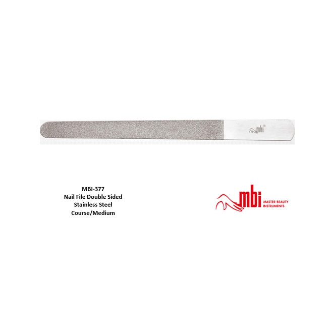 MBI-377 Nail File Double Sided Stainless Steel Course Medium
