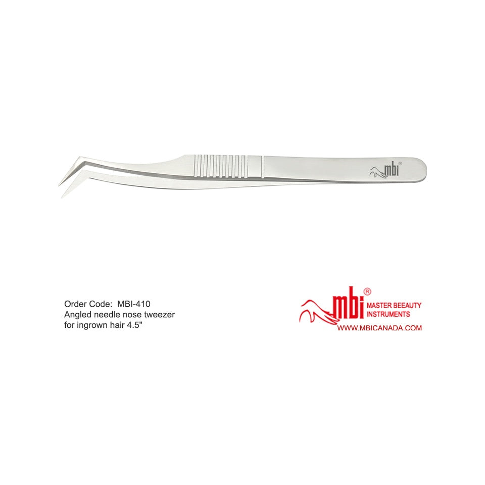 MBI-410 Angled Needle Nose Tweezer 4.5in Best For Eyelash