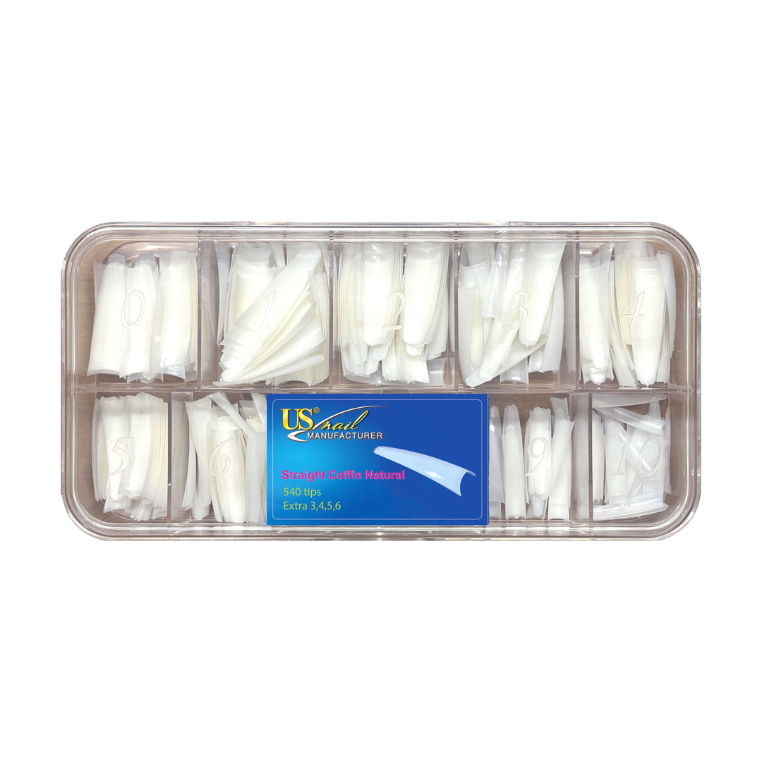 USN Straight Coffin Tip Box - Plastic Nail Tips