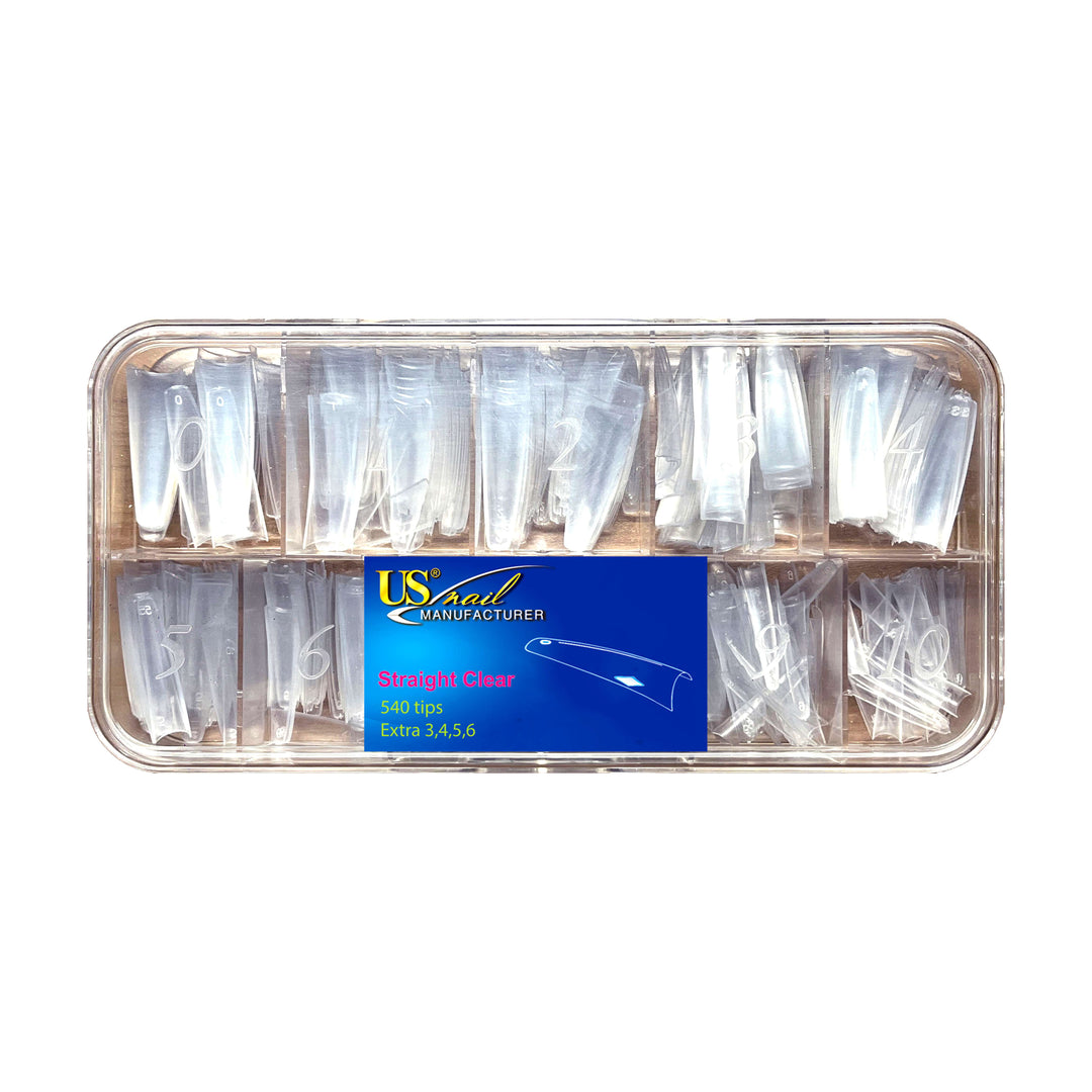 USN Straight Square Clear Tip Box - Plastic Nail Tips