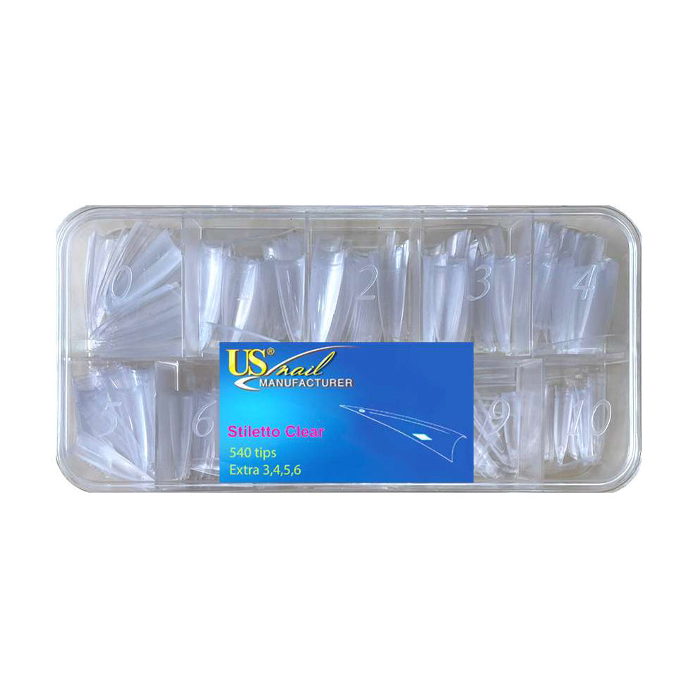 USN Stiletto Clear Tip Box - Plastic Nail Tips