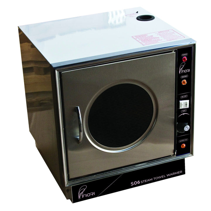Fiori S-06 steam towel warmer, close-up of the door and controls