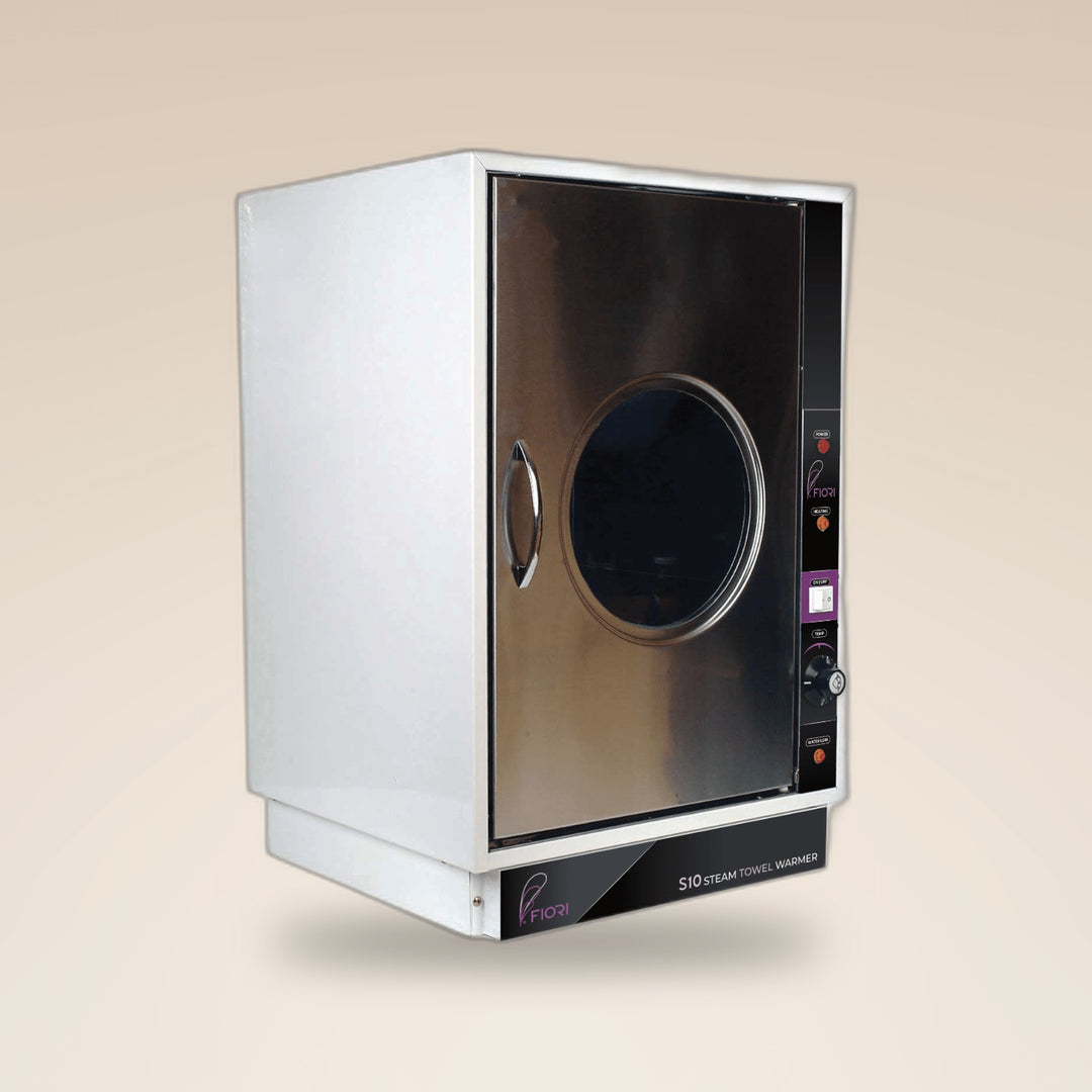 Fiori S-10 steam towel warmer, tall cabinet with round window door