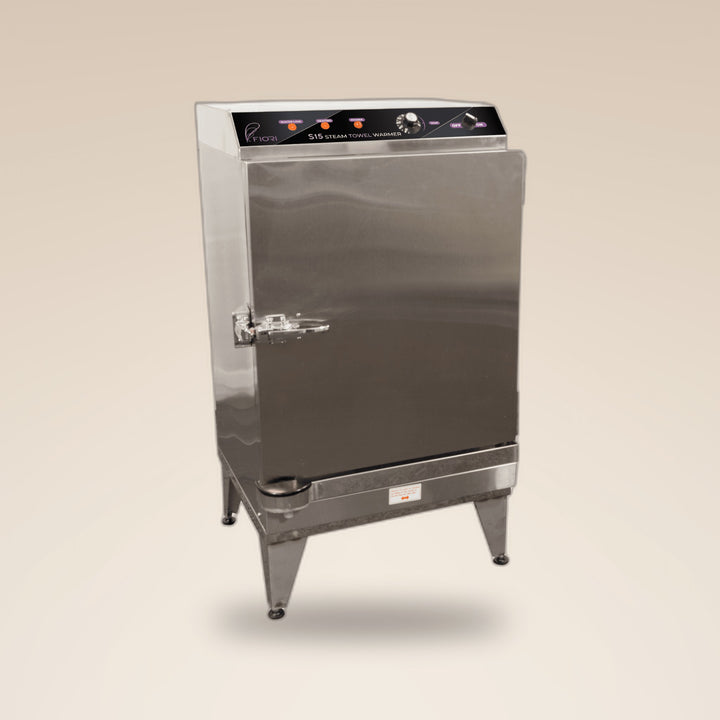 Fiori S15 steam towel warmer, stainless steel cabinet on legs with top control panel