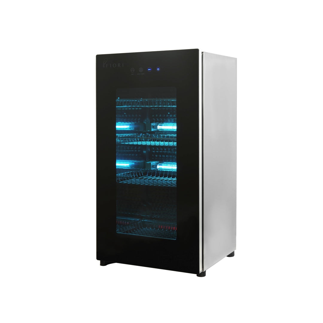 Fiori ST-80L V2 sterilizer cabinet, angled view showing the stainless steel side