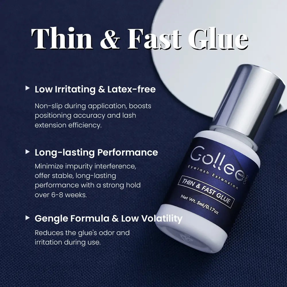 Gollee Thin & Fast Glue A-02, benefits: latex-free, long-lasting, low odour