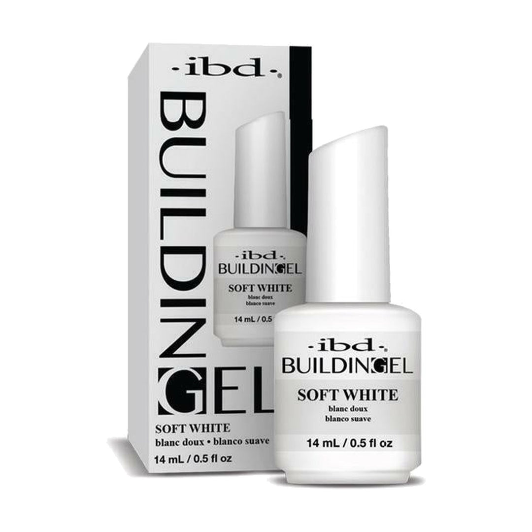 ibd Building Gel Soft White 0.5 oz bottle and box