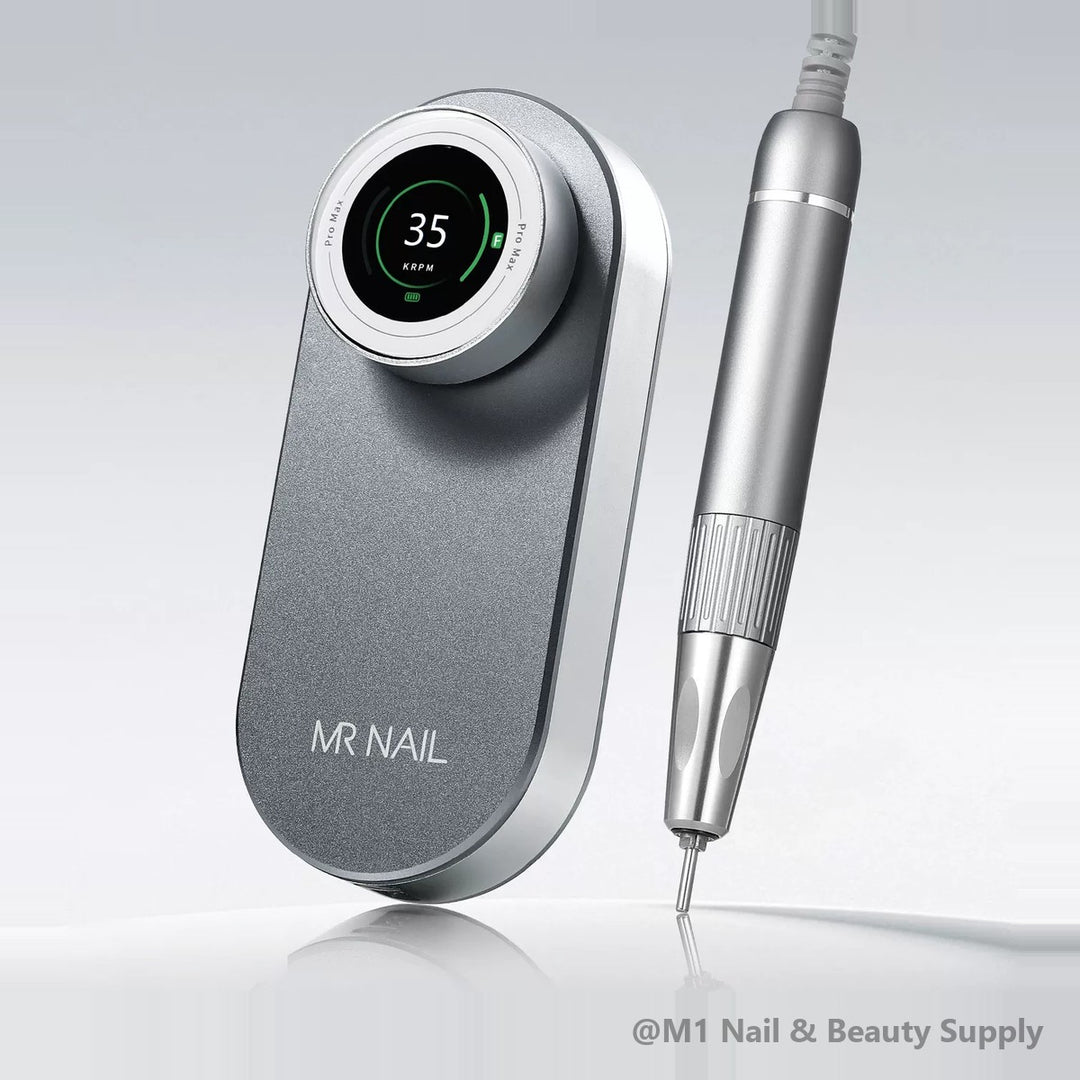Mr Nail 2nd Gen Pro Max brushless nail drill in starry gray (W906): drill body with round display and IP65 handpiece, no base