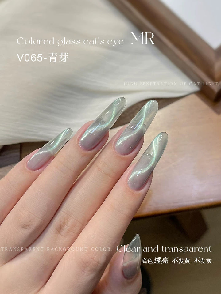 Mr Nail Colorful Glass Bead Cat Eye Gel 3g V065, sage green cat eye gel on long almond nails