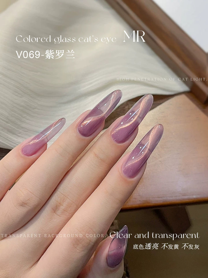 Mr Nail Colorful Glass Bead Cat Eye Gel 3g V069, mauve cat eye gel on long almond nails