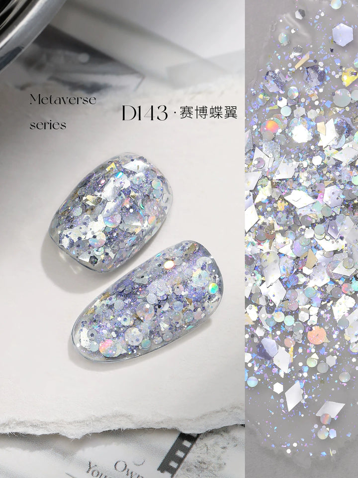 Mr Nail Metaverse Gel 5g D143, clear gel with holographic glitter mix