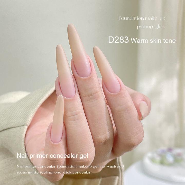 Mr Nail Pat Painting Gel 3g D283 Warm Skin Tone, matte nude concealer gel on long almond nails