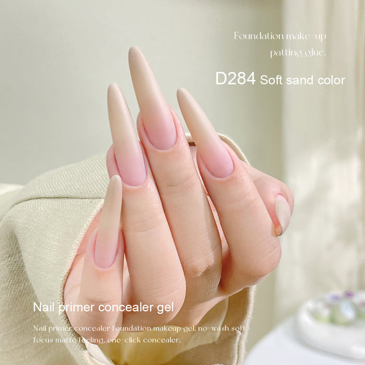 Mr Nail Pat Painting Gel 3g D284 Soft Sand Color, matte nude concealer gel on long almond nails